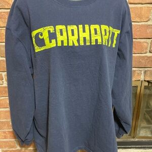 Carhartt Kids Long Sleeve Shirt in Navy and Yellow